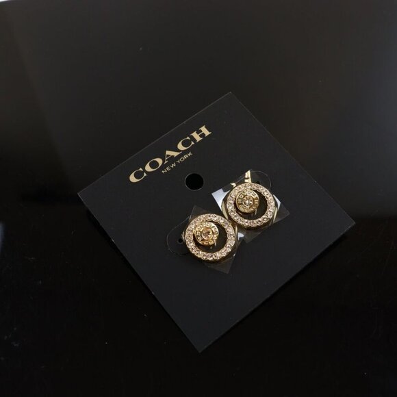 COACH OPEN CIRCLE HALO STUD EARRINGS F68009 GLD - Picture 1 of 10